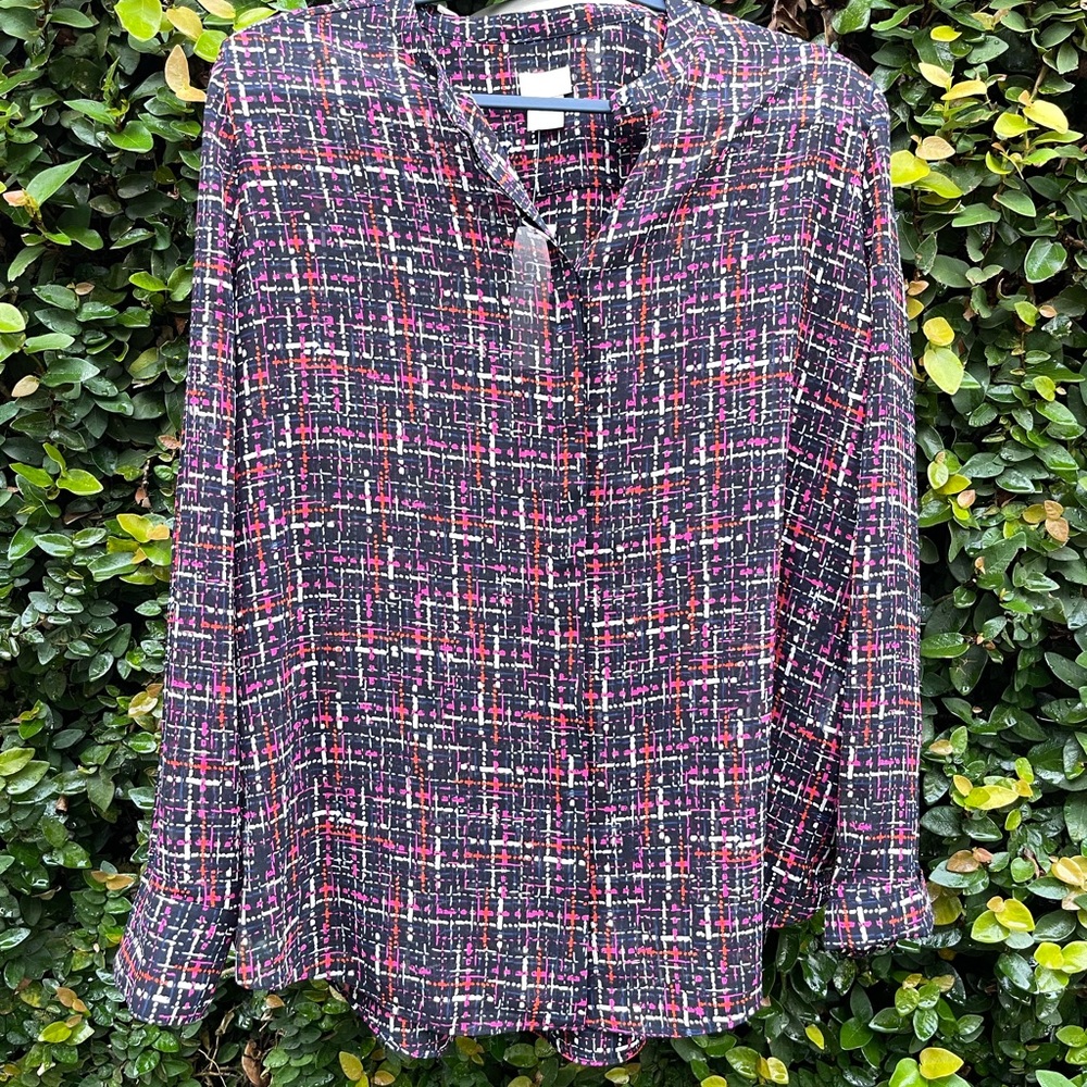 Chicos Printed Long-Sleeve Blouse
